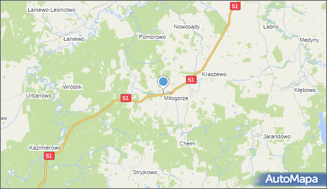 mapa Miłogórze, Miłogórze na mapie Targeo